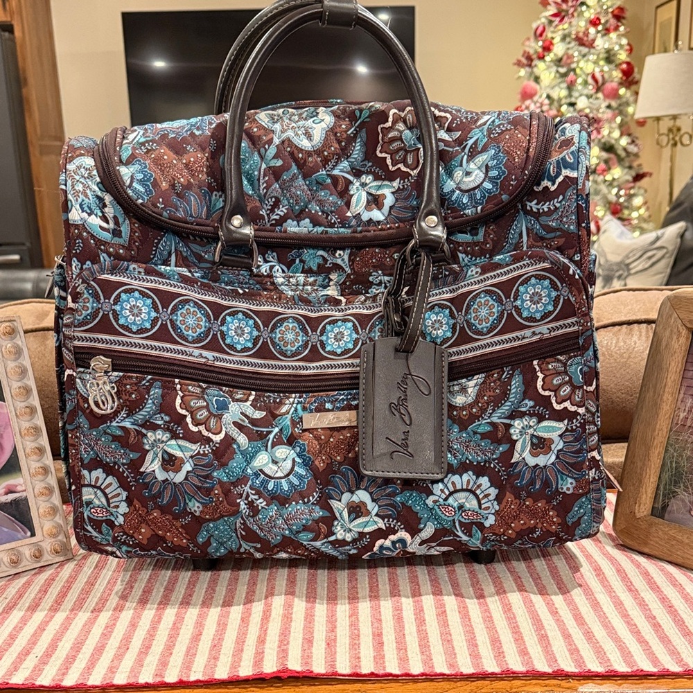 Vera Bradley Java Blue Rolling Suitcase - image 1